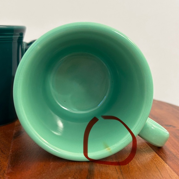 2 Fiesta Circle Handle Mugs, light green and dark Jade - Picture 12 of 12